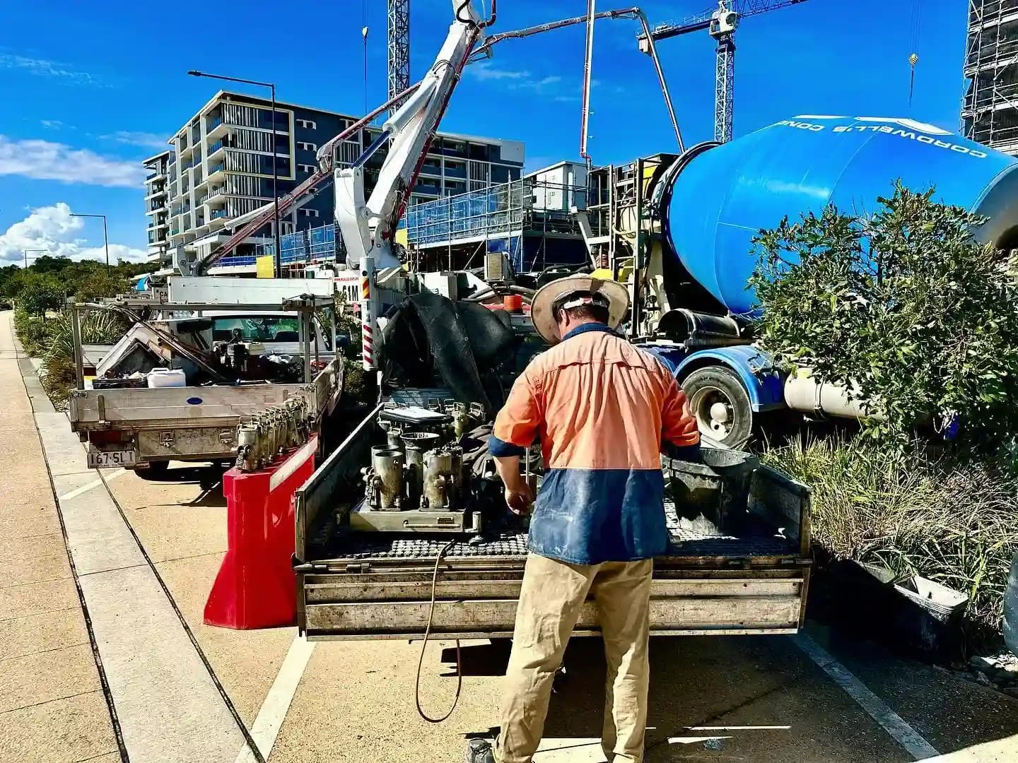 Tester conducting a concrete test